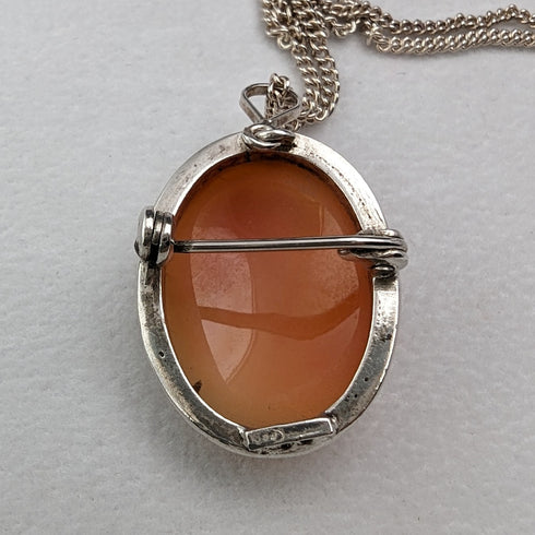 ヴィンテージ カメオペンダント ブローチ 純銀ネックレス