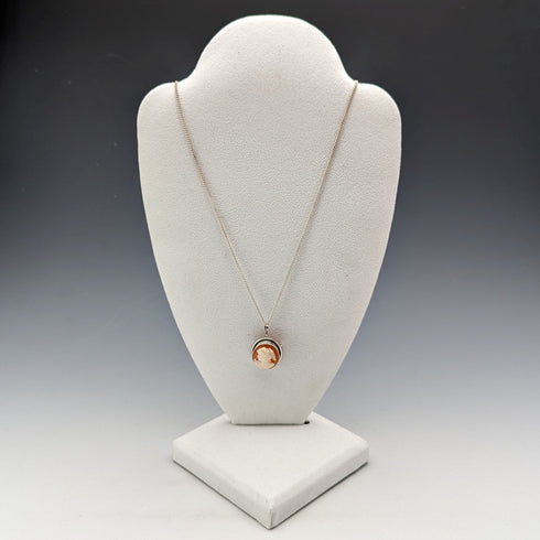 ヴィンテージ カメオペンダント ブローチ 純銀ネックレス