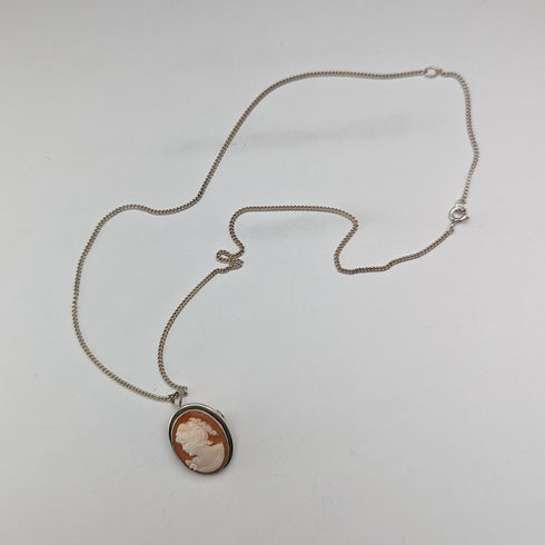 ヴィンテージ カメオペンダント ブローチ 純銀ネックレス