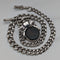 Circa 1900 British antique sterling silver Albert chain, 56g, large two-tone rotating fob
