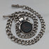 Circa 1900 British antique sterling silver Albert chain, 56g, large two-tone rotating fob