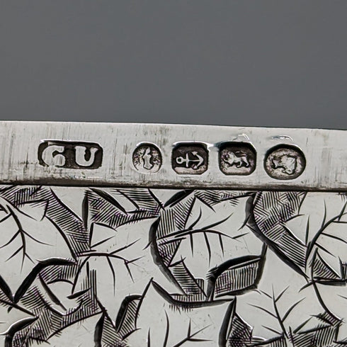 1883 British antique sterling silver card case 47g George Unite