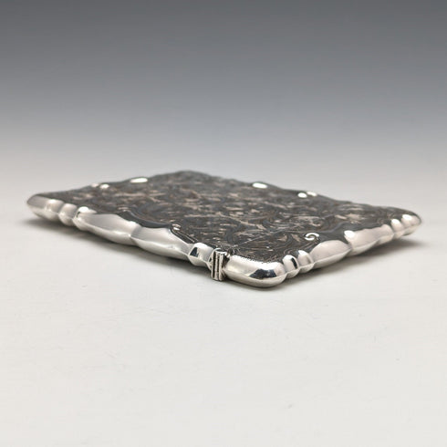 1903 British antique sterling silver large card case, 87g, William Bruford and Sons