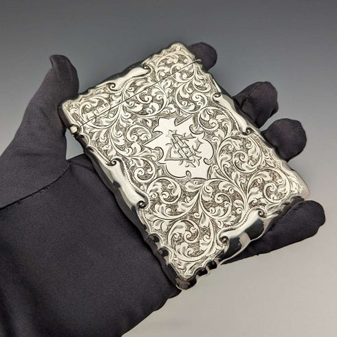 1903年 英国アンティーク 純銀製 大型カードケース 87g William Bruford and Sons
