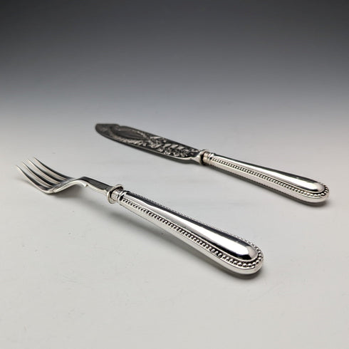 1865年頃 英国アンティーク 純銀ハンドル フィッシュカトラリー ペア JB