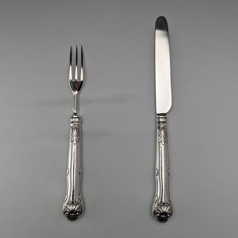 Circa 1829 British antique pure silver dessert cutlery pair by Aaron Hadfield