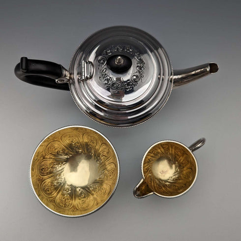 1889年頃 英国アンティーク 純銀製バチェラーティーセット 計471g Mappin and Webb