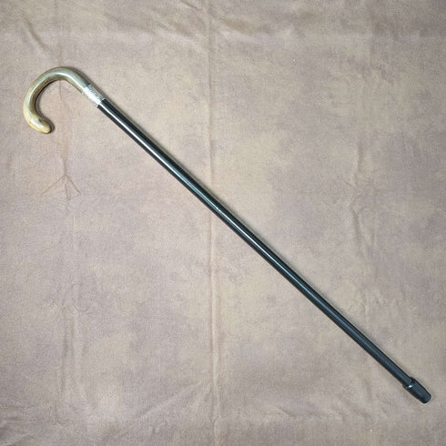 1925年 英国ヴィンテージ 紳士用ステッキ ホーンハンドル 純銀装飾 79cm C&S