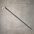 Antique Men's Walking Stick, Horn, Clutch Handle, Black Shaft, Pure Silver Decoration, 90cm