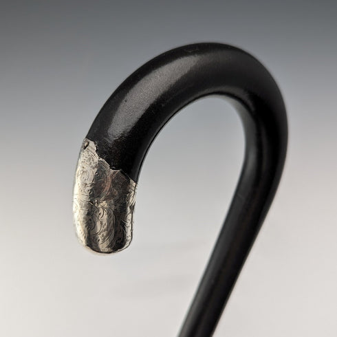 1928年 英国ヴィンテージ 紳士用ステッキ 純銀装飾 ブラックシャフト 91cm A&S