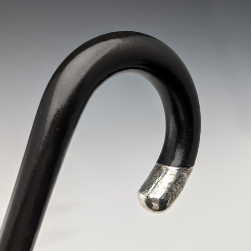 1928年 英国ヴィンテージ 紳士用ステッキ 純銀装飾 ブラックシャフト 91cm A&S