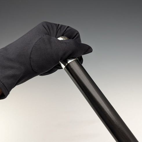 1925年頃 英国ヴィンテージ 紳士用ステッキ 純銀製 丸ハンドル ブラックシャフト 86cm