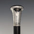 1922 British antique gentleman's walking stick, engraved pure silver, round handle, black shaft, 90cm TD