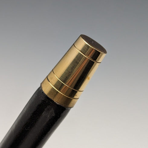 1922 British antique gentleman's walking stick, engraved pure silver, round handle, black shaft, 90cm TD