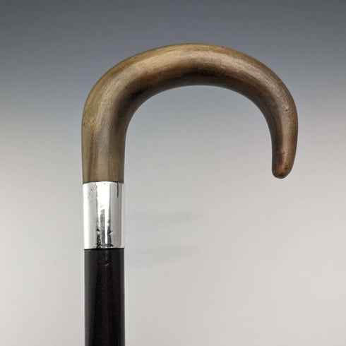 1932年 英国ヴィンテージ 紳士用ステッキ ホーンハンドル 純銀装飾 92cm K&S