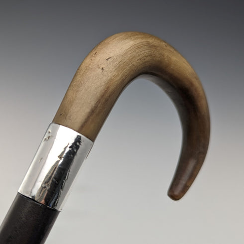 1932年 英国ヴィンテージ 紳士用ステッキ ホーンハンドル 純銀装飾 92cm K&S