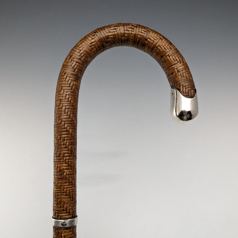 ヴィンテージ 紳士用 籐編み ウィッカーステッキ 杖 87cm