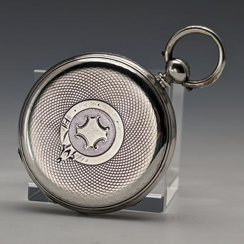 Circa 1880 Antique Bauer Decorative Dial Winding Pocket Watch Silver Side Diameter 44mm Working Condition