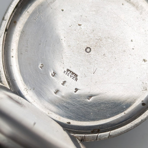 Circa 1880 Antique Bauer Decorative Dial Winding Pocket Watch Silver Side Diameter 44mm Working Condition