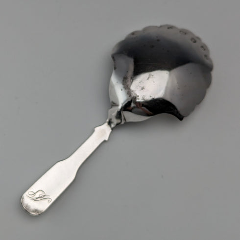 1821 British antique sterling silver tea caddy spoon by Joseph Taylor