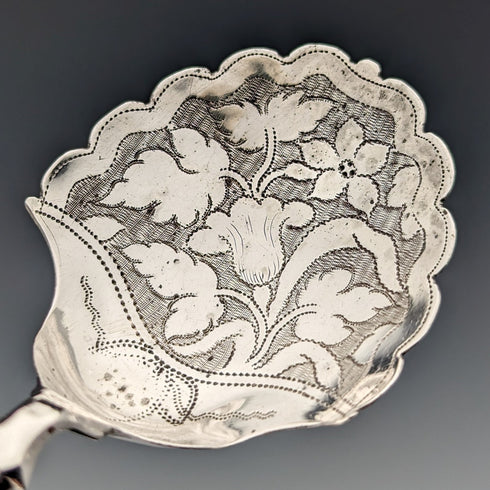 1821 British antique sterling silver tea caddy spoon by Joseph Taylor