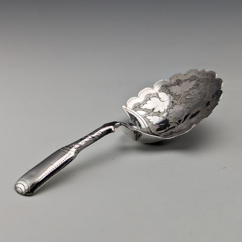 1821 British antique sterling silver tea caddy spoon by Joseph Taylor