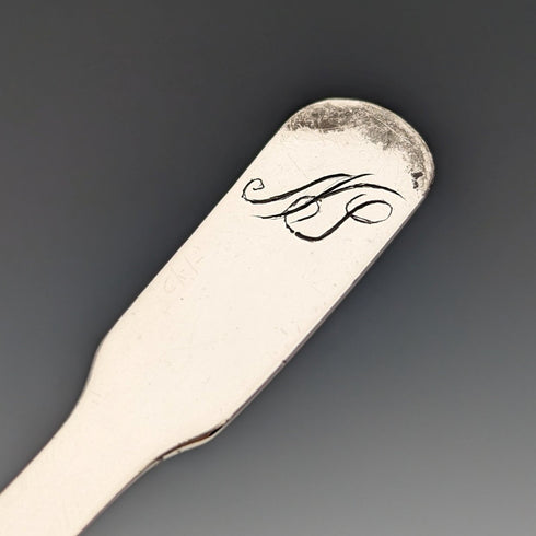 1821 British antique sterling silver tea caddy spoon by Joseph Taylor