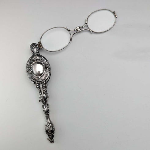 American antique sterling silver detailed decorative portable folding glasses Roniet