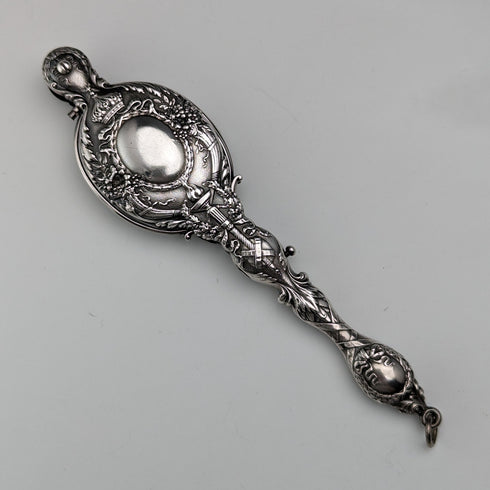 米国アンティーク 純銀製 細密装飾 携帯用折りたたみ式眼鏡 ロニエット