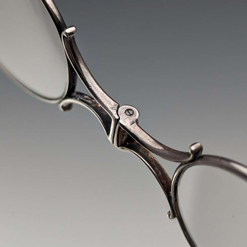 American antique sterling silver detailed decorative portable folding glasses Roniet