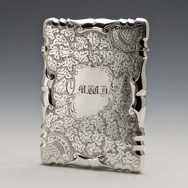 1903 British antique sterling silver card case, 95g, John Rose