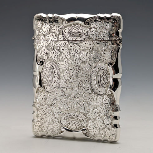 1903 British antique sterling silver card case, 95g, John Rose