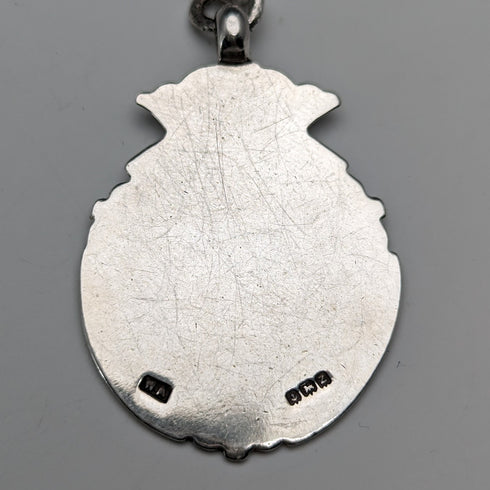 1900年頃 英国アンティーク 純銀製アルバートチェーン 52g 純銀メダルフォブ