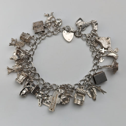 1983 英國復古純銀吊飾手鍊 53 克