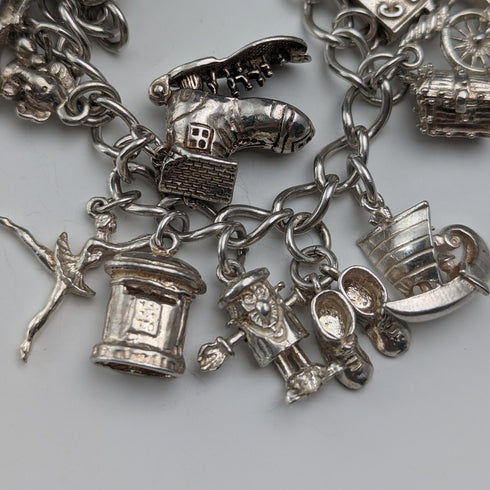 1983 英國復古純銀吊飾手鍊 53 克