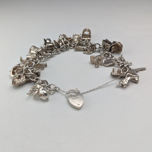 1983 英國復古純銀吊飾手鍊 53 克