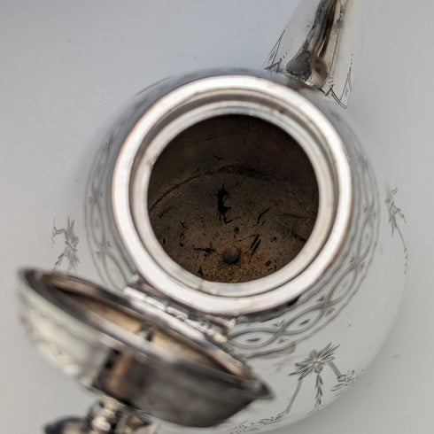 Antique British silver plate Bachelor coffee pot, circa 1885, Mappin Brothers