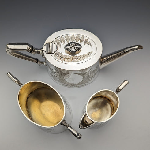 Circa 1900 British antique silver plate tea set, 3 piece set