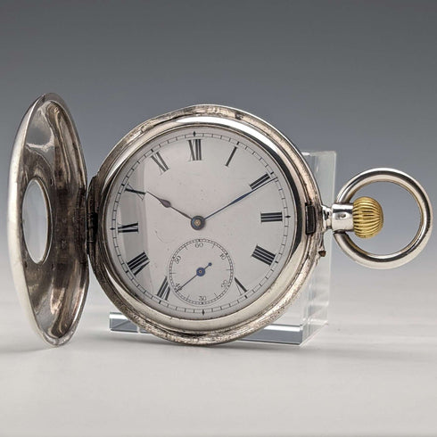 約 1893 年古董 Stauffer & Co 懷錶 銀色半獵人,工作狀況良好