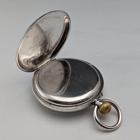 Circa 1893 Antique Stauffer & Co. Pocket Watch, Silver Side Half Hunter, in good working order