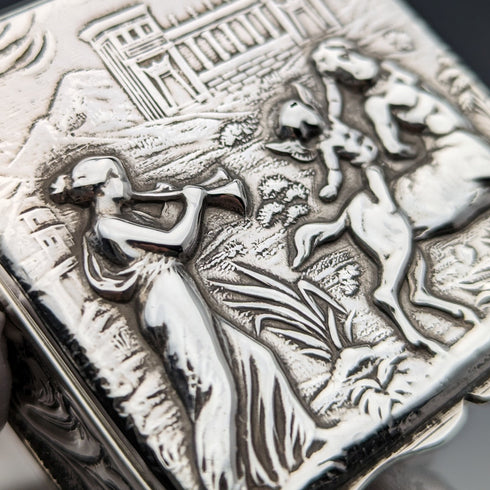 1897年 英国アンティーク 純銀製 角形ボックス 60g George Nathan & Ridley Hayes