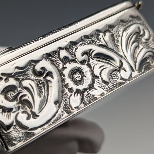 1897年 英国アンティーク 純銀製 角形ボックス 60g George Nathan & Ridley Hayes