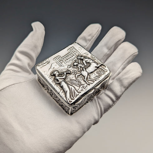 1897年 英国アンティーク 純銀製 角形ボックス 60g George Nathan & Ridley Hayes