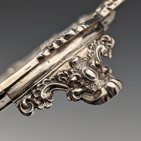 1846 British antique sterling silver Salva card tray, diameter 23cm, 396g, George Frederick Pinnell