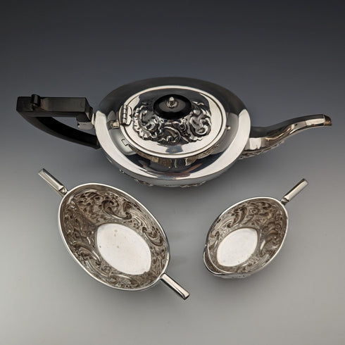 Early 20th century British vintage silver plate tea set, 3 piece set