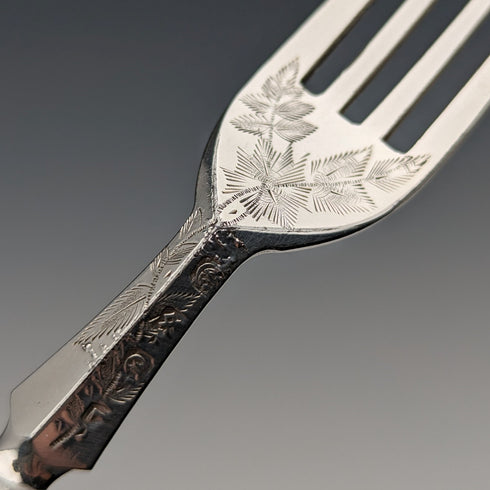 19世紀後半 英国アンティーク 白蝶貝ハンドル フルーツカトラリー6ペアセット トレー入り