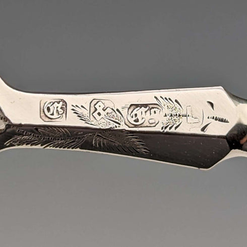 Late 19th Century British Antique White Mother of Pearl Handle Fruit Cutlery Set of 6 Pairs with Tray