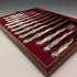 Circa 1830 British antique sterling silver handled fruit cutlery, 6 pairs, Aaron Hadfield, with tray