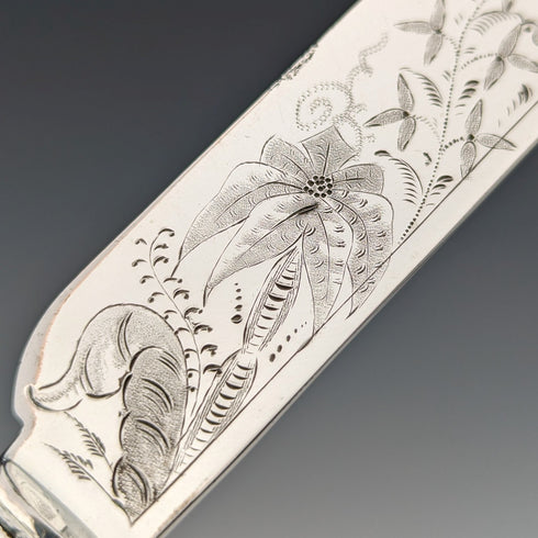 1830年頃 英国アンティーク 純銀ハンドル フルーツカトラリー6ペア Aaron Hadfield トレー入り