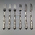 Circa 1830 British antique sterling silver handled fruit cutlery, 6 pairs, Aaron Hadfield, with tray
